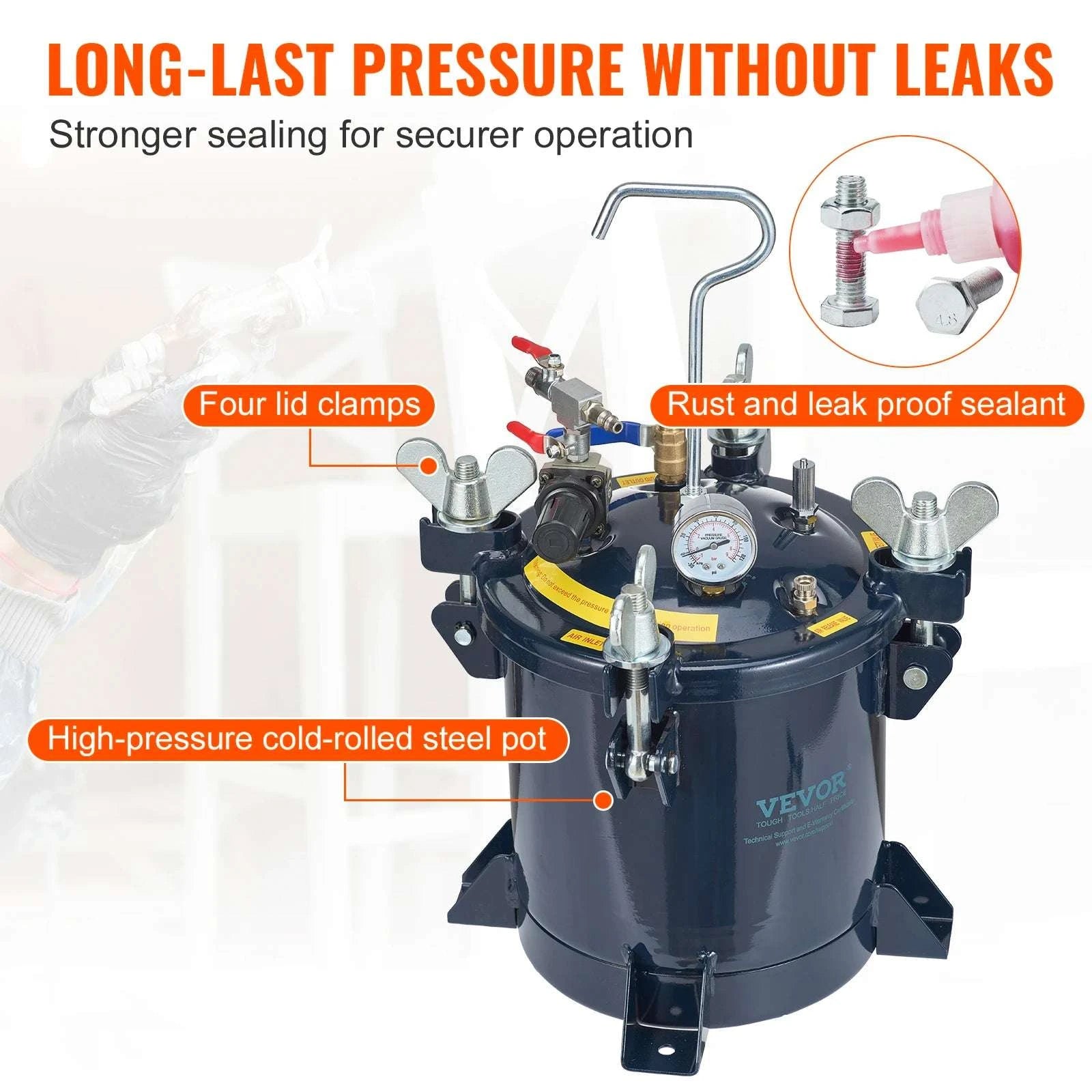 10L Paint Pressure Pot Tank with Adjustable 0–70 PSI Control-10L 70psi 4.8bar / france