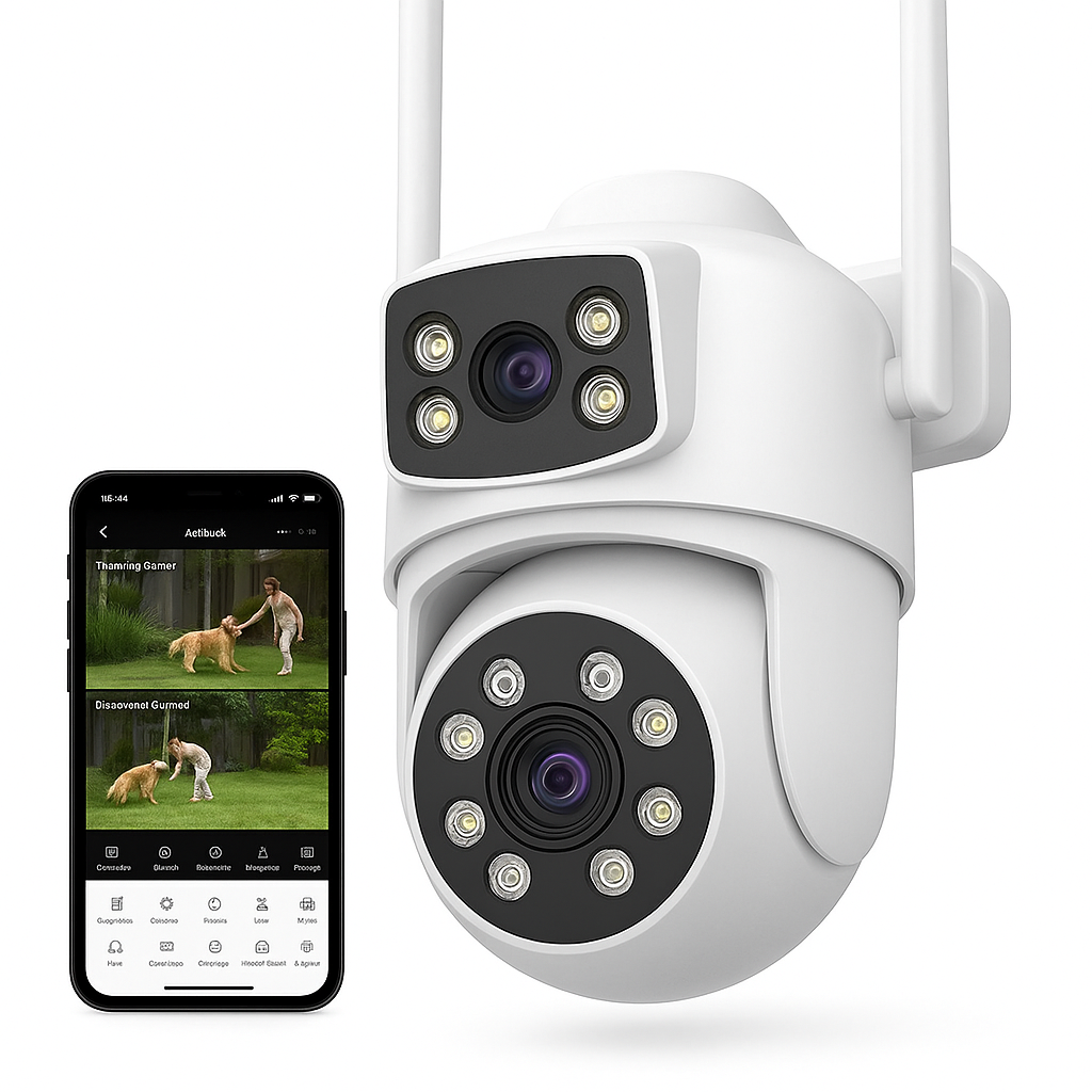10MP 5K PTZ WiFi IP-Kamera Sicherheits-Schutzhinweis Dual-Lens Bildschirm Farb-Nachtsicht Auto-Verfolgung CCTV Überwachungskamera O-KAM Pro