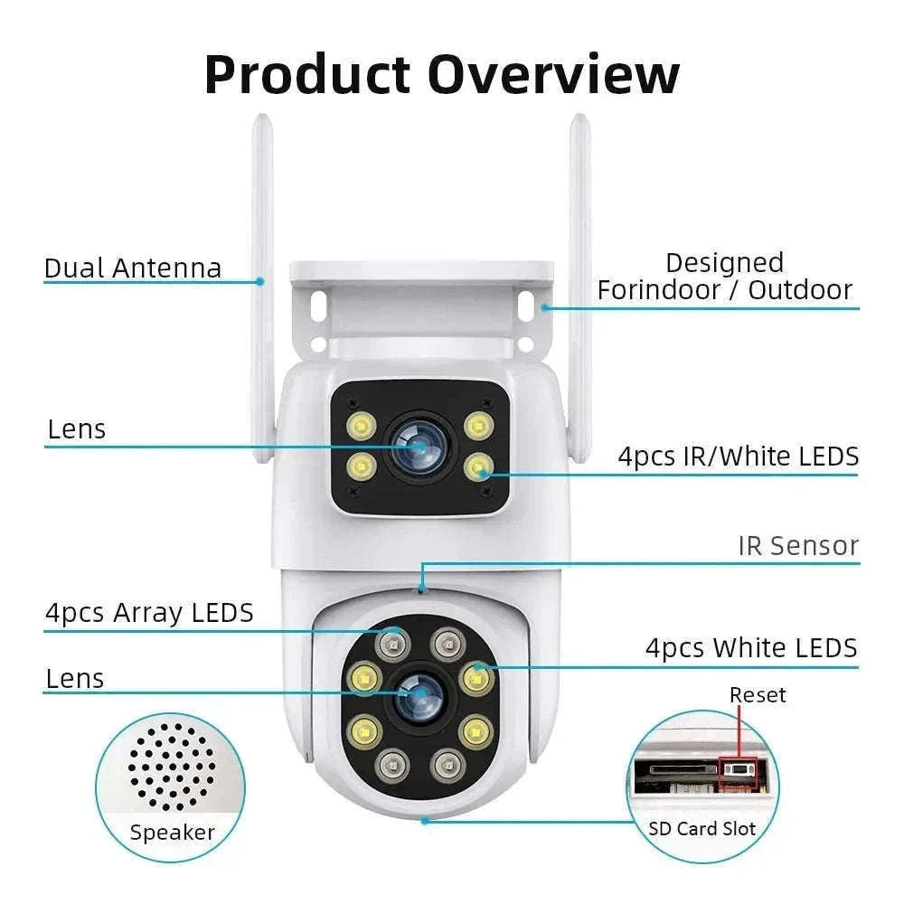 10MP Dual Lens WiFi PTZ Outdoor Security Camera with Auto Tracking-8MP Add 128G Card / AU Plug