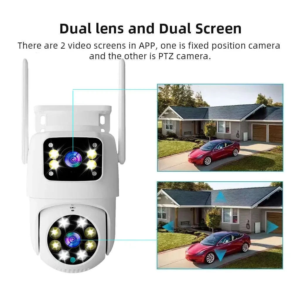10MP Dual Lens WiFi PTZ Outdoor Security Camera with Auto Tracking-8MP Add 128G Card / AU Plug
