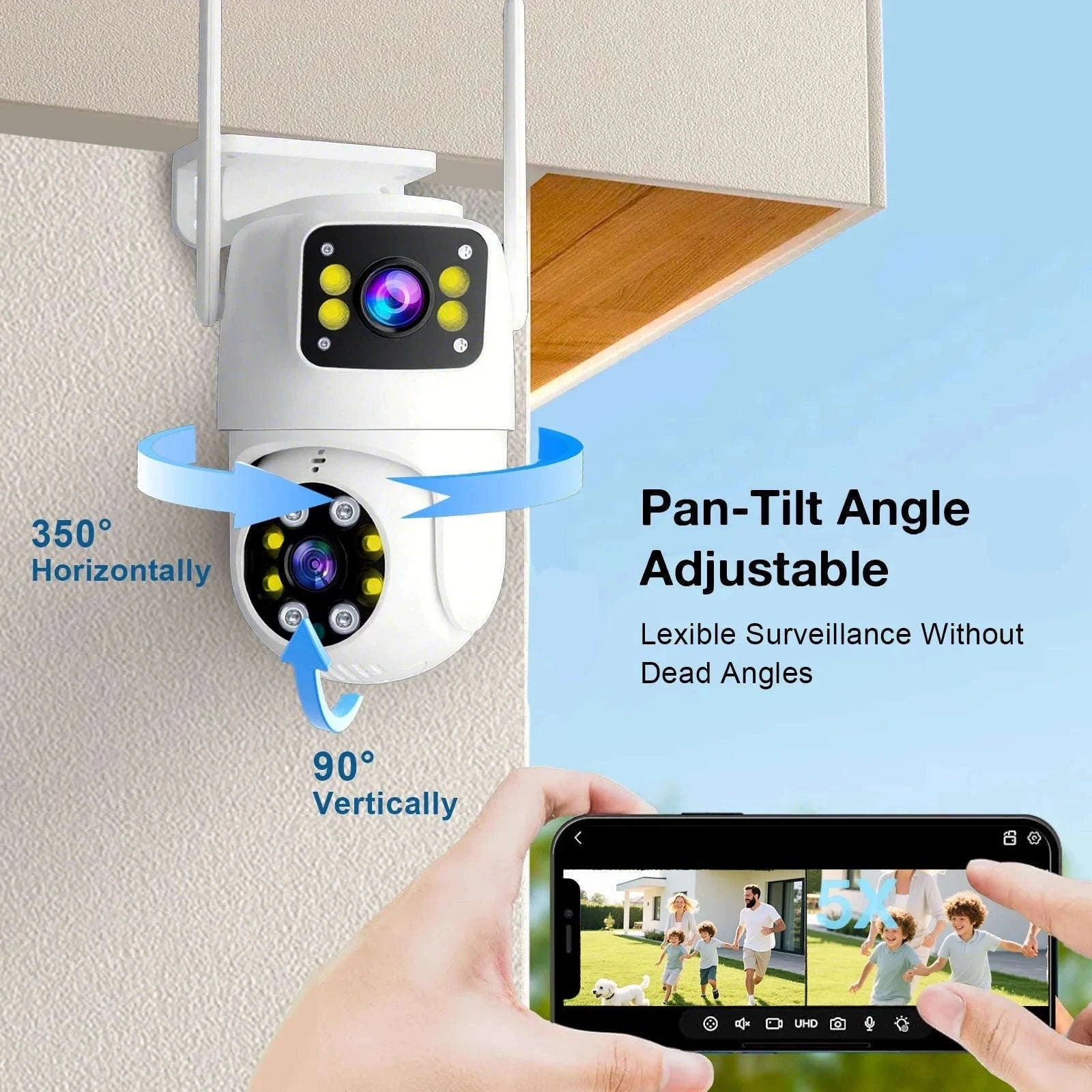 10MP Dual Lens WiFi PTZ Outdoor Security Camera with Auto Tracking-8MP Add 128G Card / AU Plug