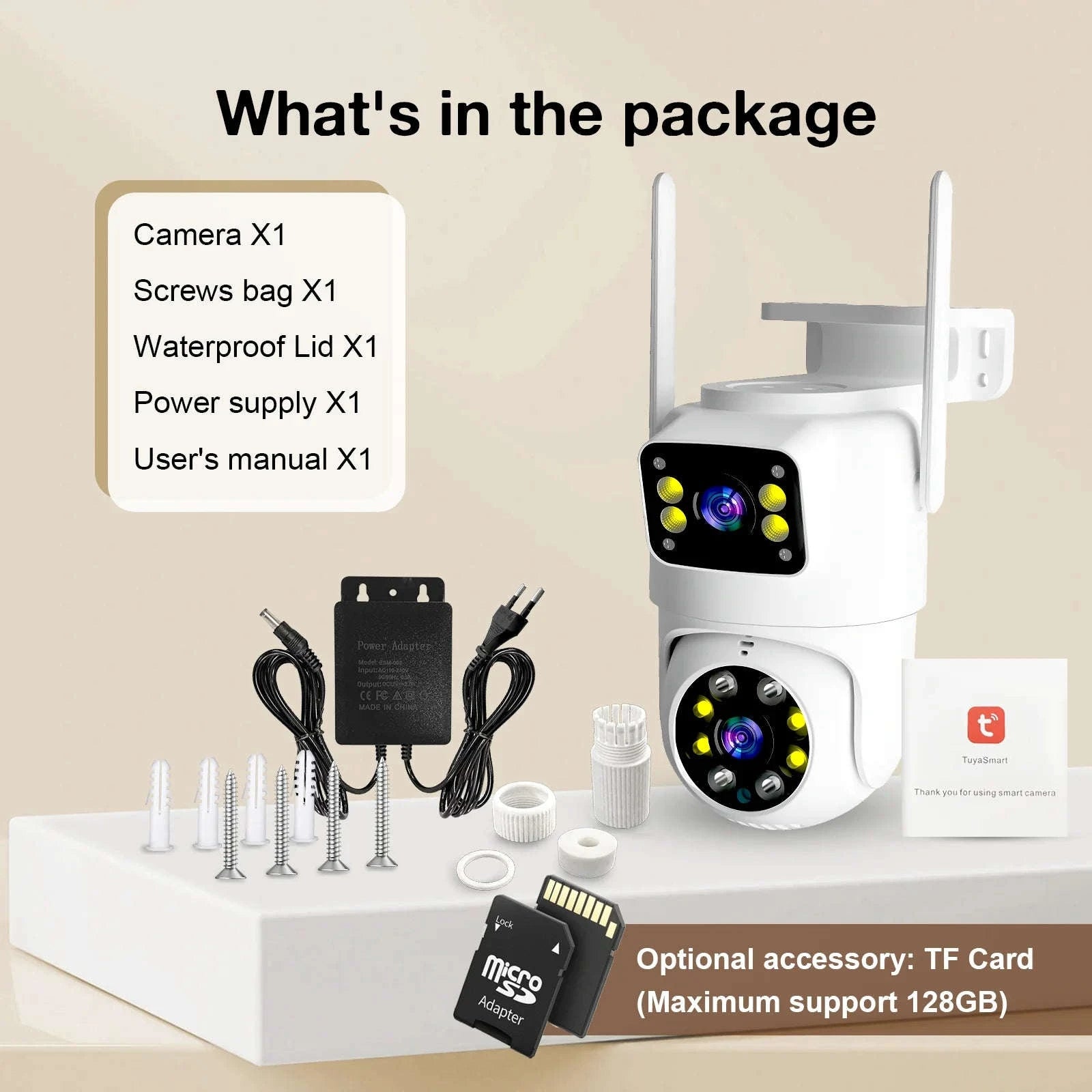 10MP Dual Lens WiFi PTZ Outdoor Security Camera with Auto Tracking-8MP Add 128G Card / AU Plug