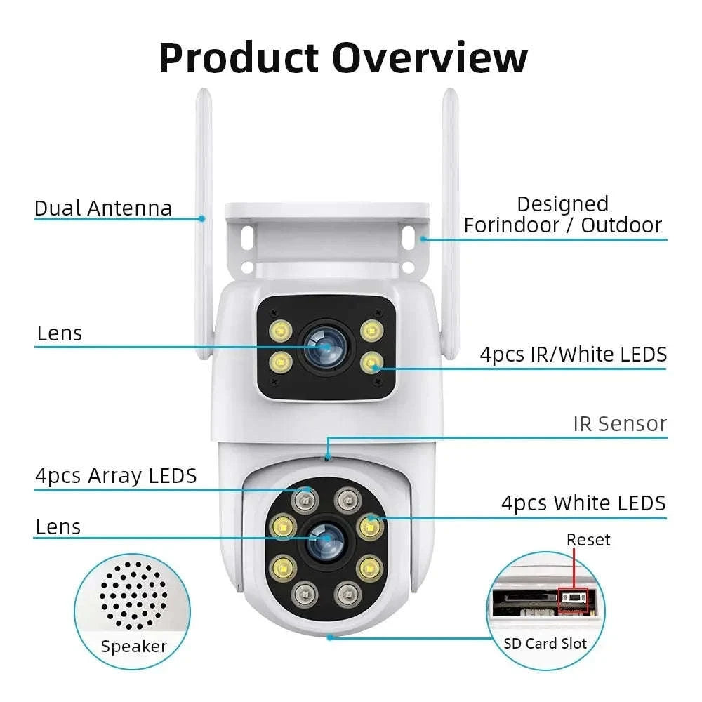 10MP Dual Lens WiFi PTZ Outdoor Security Camera with Auto Tracking-8MP Add 128G Card / AU Plug