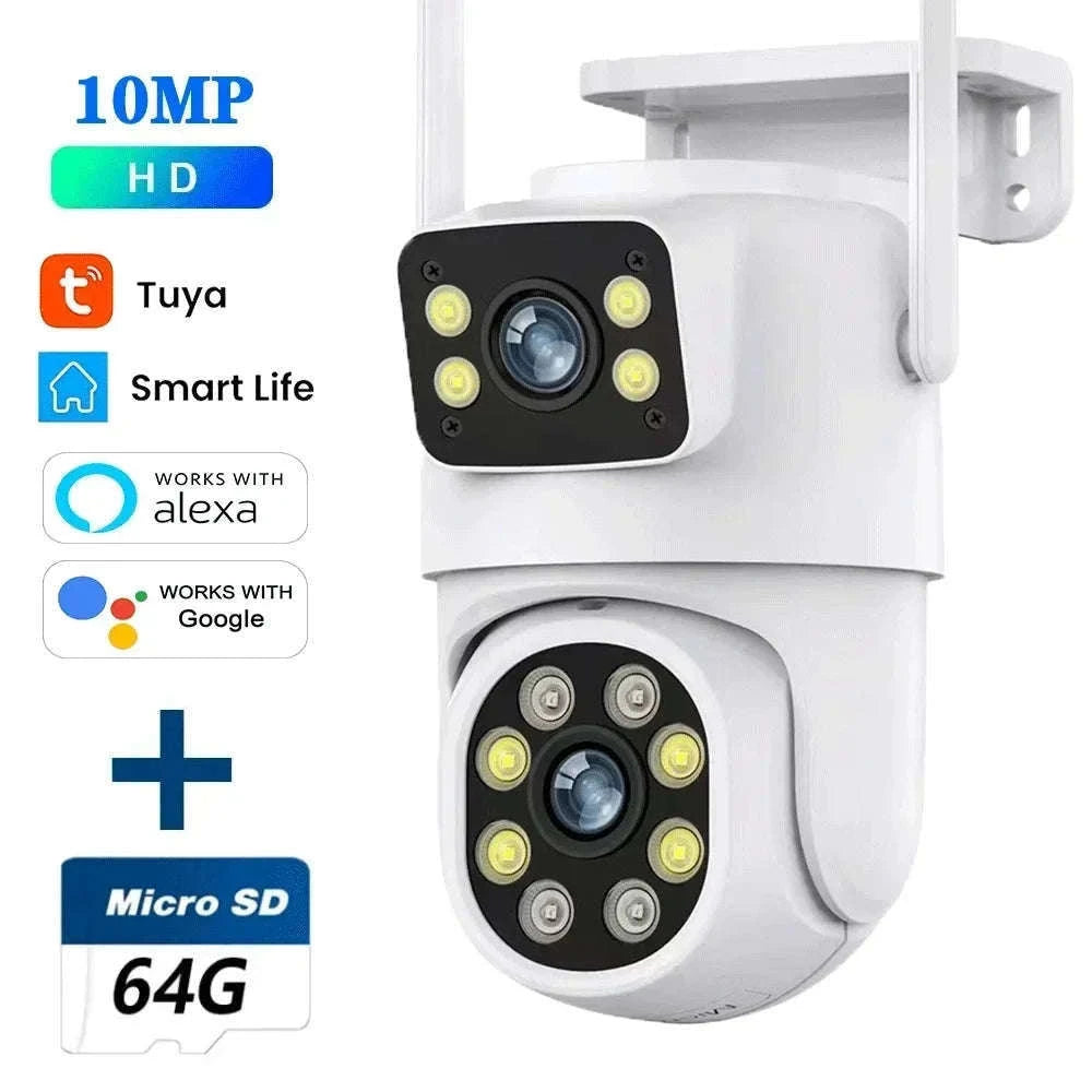 10MP Dual Lens WiFi PTZ Outdoor Security Camera with Auto Tracking-8MP Add 128G Card / AU Plug