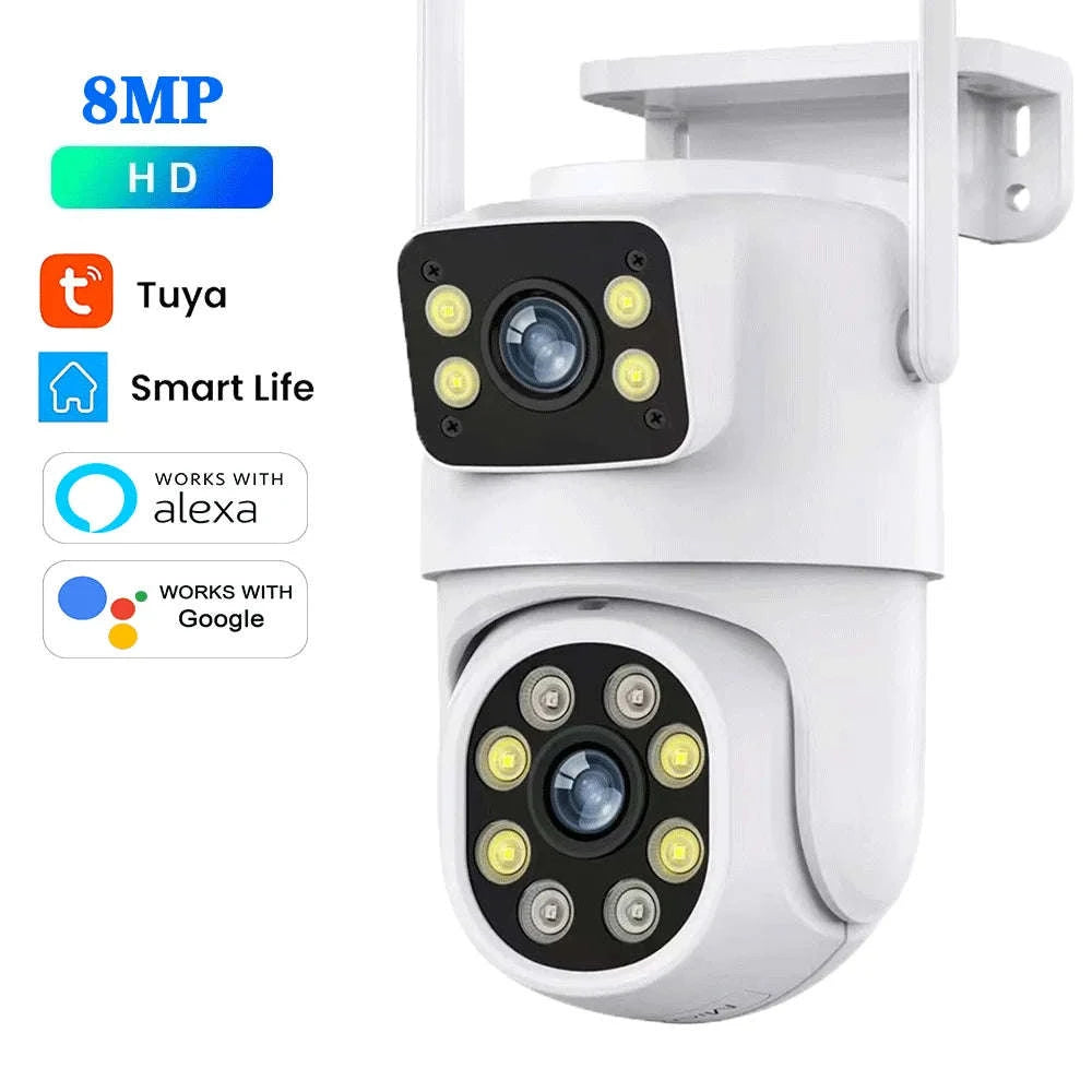 10MP Dual Lens WiFi PTZ Outdoor Security Camera with Auto Tracking-8MP Add 128G Card / AU Plug