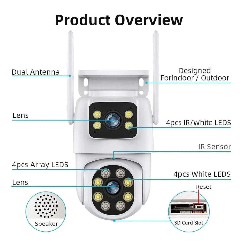 10MP Dual Lens WiFi PTZ Outdoor Security Camera with Auto Tracking-8MP Add 128G Card / AU Plug