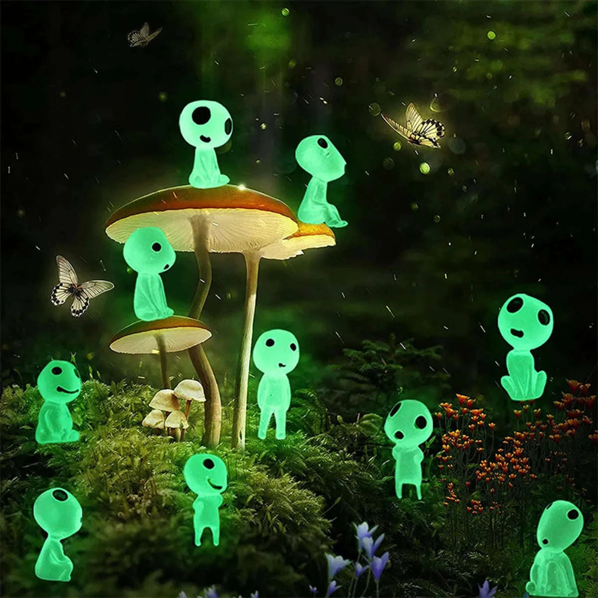 10pc Miniature Glow in the Dark Princess Garden Ornaments-10pcs Green