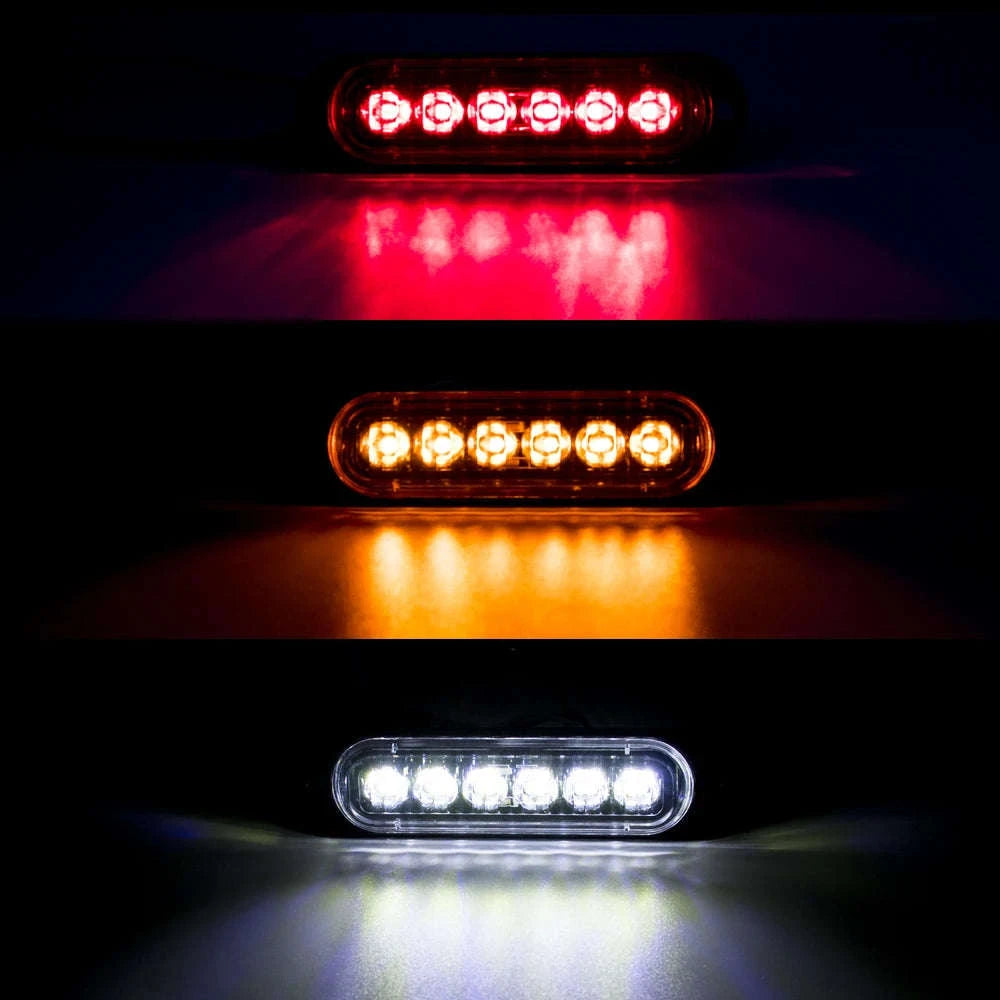 10PCS 12V/24V 6 LED Side Marker Lights Red Amber White-10x Amber / Russian Federation