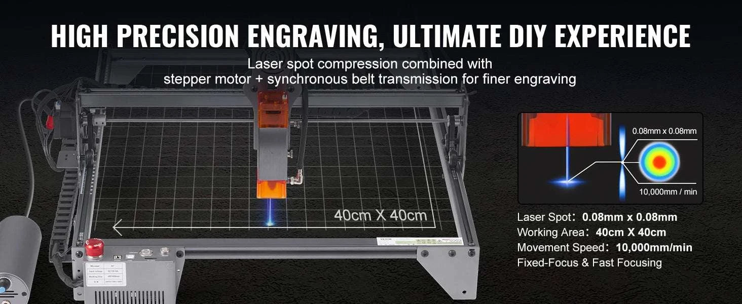 10W Laser Engraver Machine 400x400mm Fast Precision Cutter-10W / CZECH REPUBLIC
