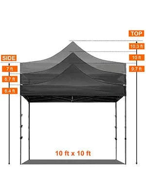 10x10 Pop Up Canopy Tent with Removable Sidewalls and Wheeled Bag-10x10ft black / france