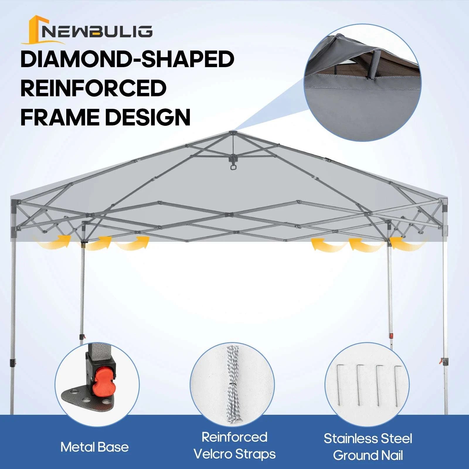 10x10ft Pop Up Canopy Tent with One-Push Setup & Carry Bag-GRAY / United States