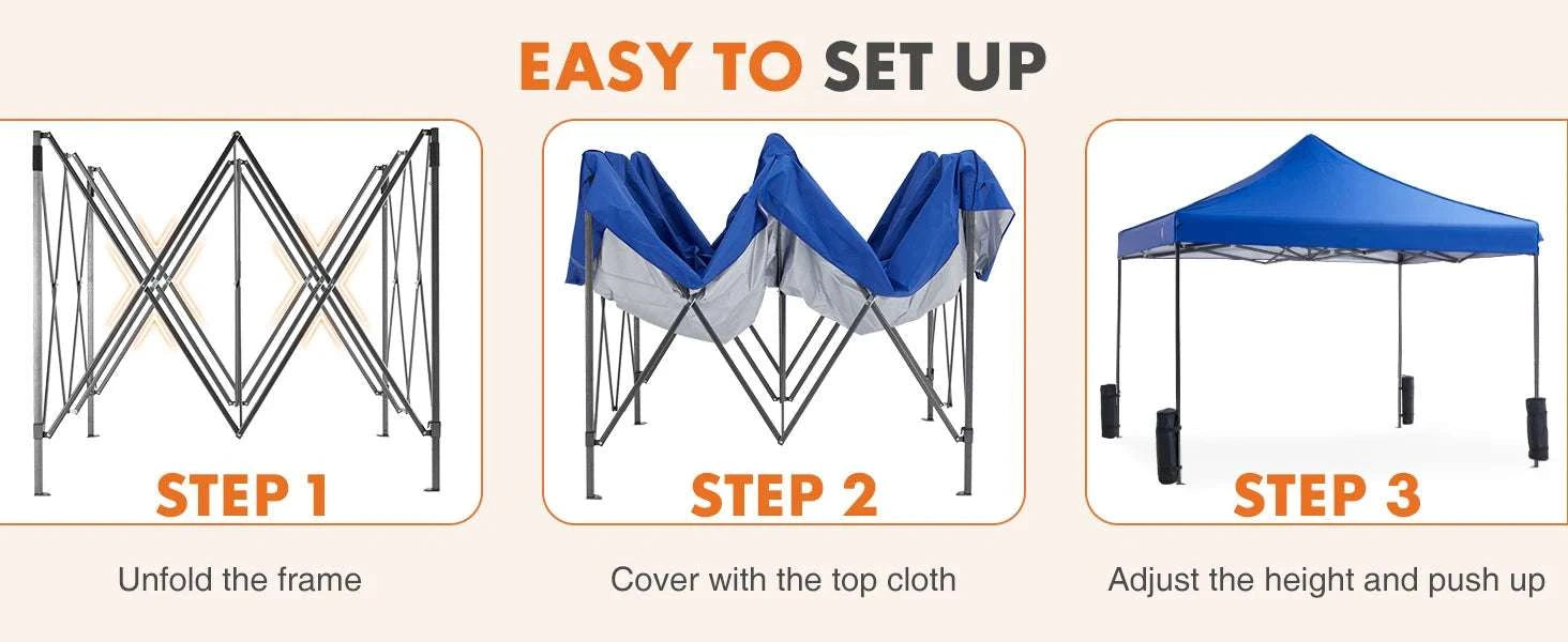 10x10ft Pop Up Canopy Tent with UV Protection & Adjustable Height-WHITE / United States