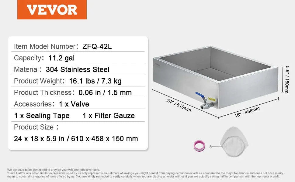 11.2-47 Gal Maple Syrup Evaporator Pan with 1 Valve-11.2 Gal / United States
