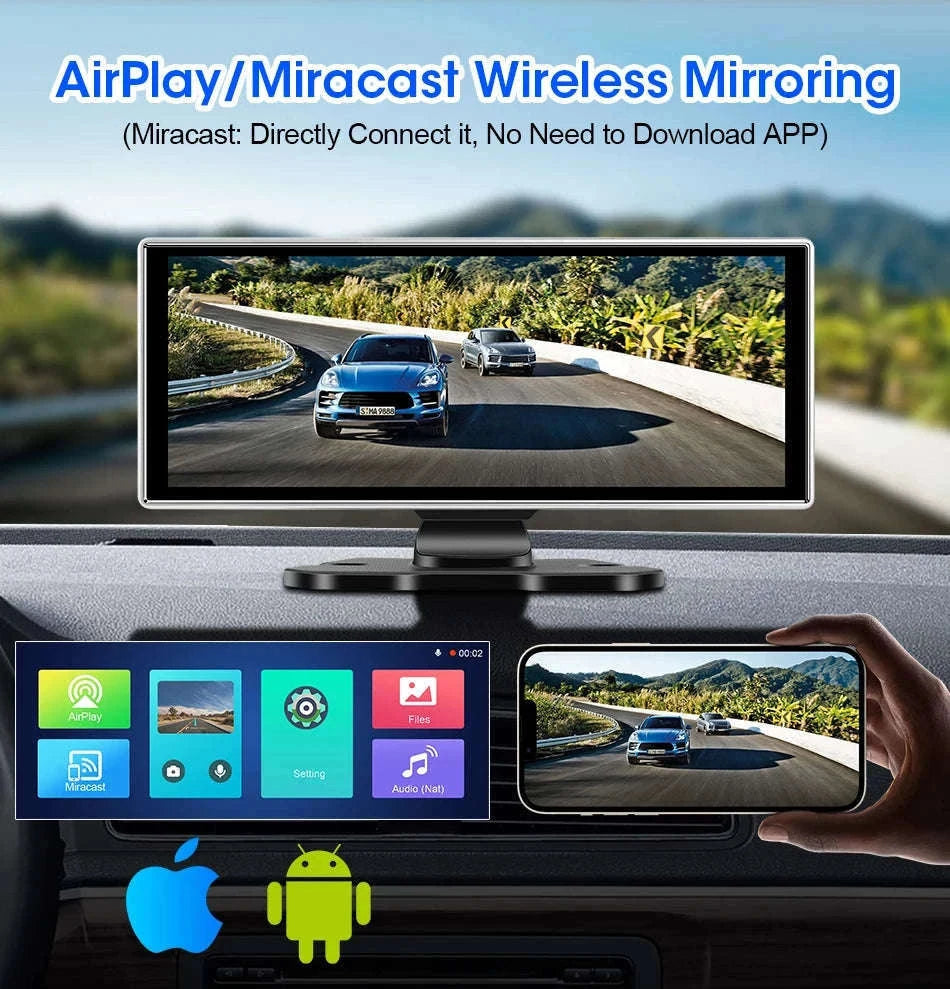 11.26 Inch 4K Car DVR with Wireless CarPlay and Android Auto-10.26inch-Front Cam / NO TF card