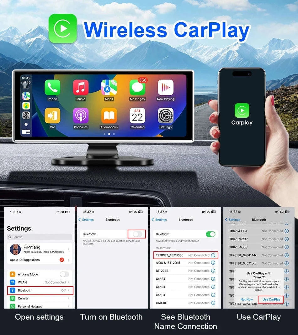 11.26 Inch 4K Car DVR with Wireless CarPlay and Android Auto-10.26inch-Front Cam / NO TF card