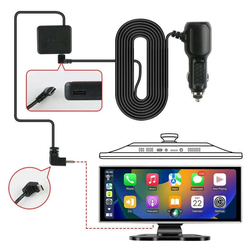 11.26 Inch 4K Car DVR with Wireless CarPlay and Android Auto-10.26inch-Front Cam / NO TF card