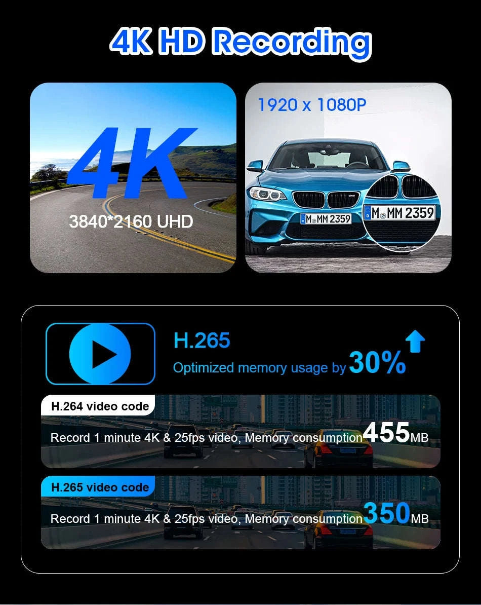 11.26 Inch 4K Car DVR with Wireless CarPlay and Android Auto-10.26inch-Front Cam / NO TF card
