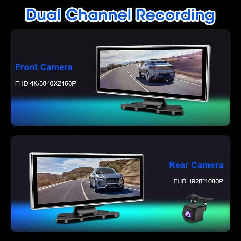 11.26 Inch 4K Car DVR with Wireless CarPlay and Android Auto-10.26inch-Front Cam / NO TF card