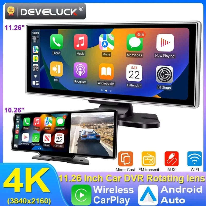 11.26 Inch 4K Car DVR with Wireless CarPlay and Android Auto-10.26inch-Front Cam / NO TF card