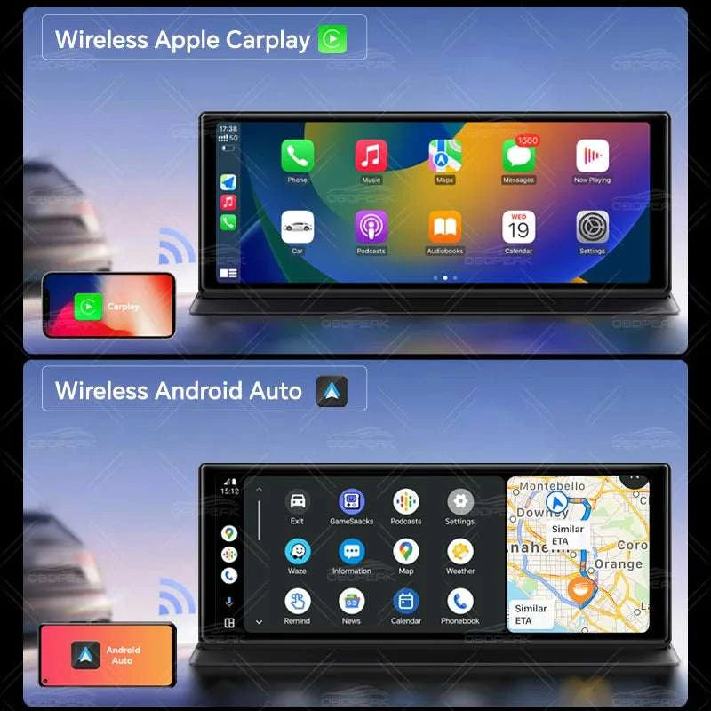 11.3" Android 14 Car Mirror Dash Cam with CarPlay, GPS & 1080P-K60 Pro-Single lens / With 128G TF Card