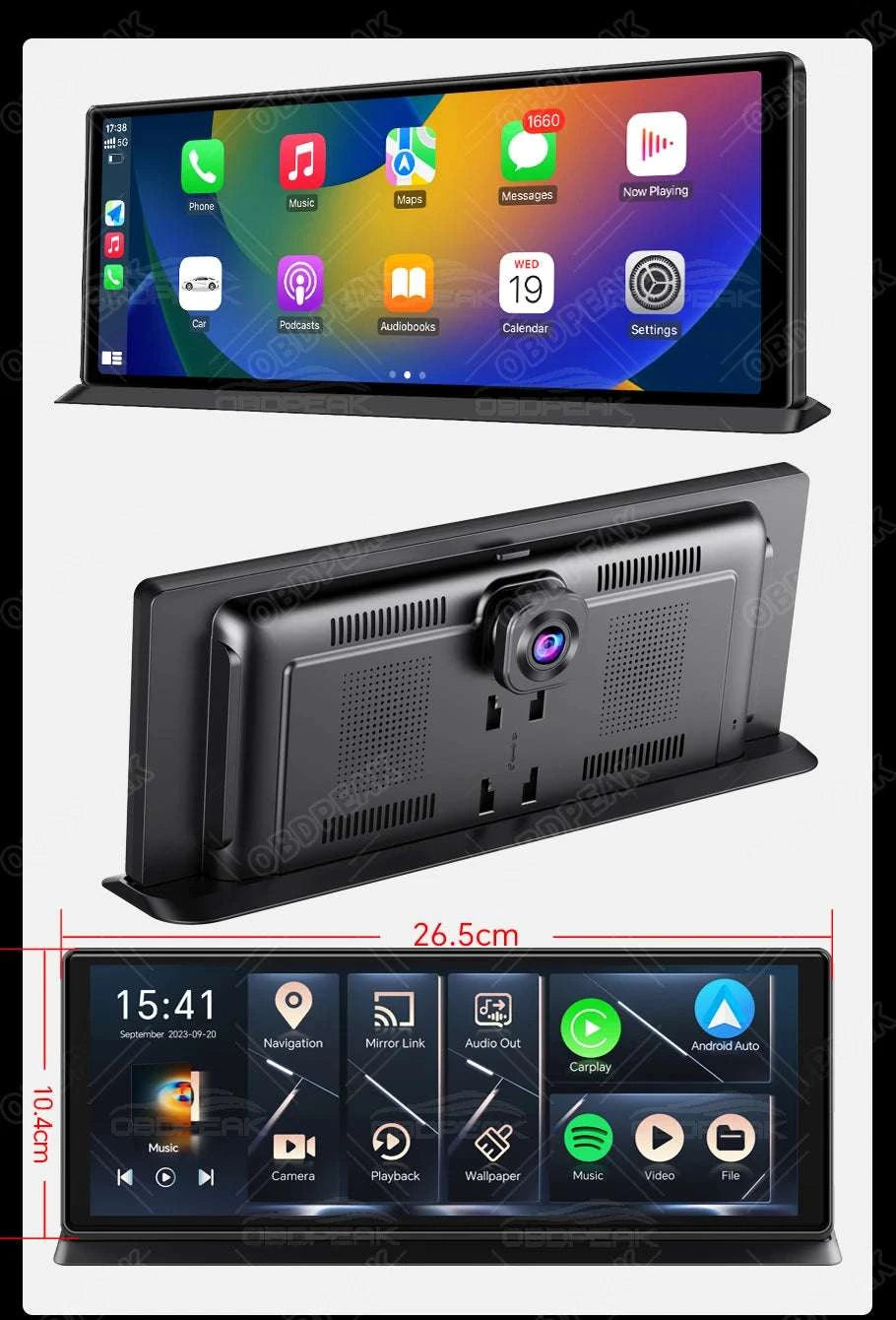 11.3" Android 14 Car Mirror Dash Cam with CarPlay, GPS & 1080P-K60 Pro-Single lens / With 128G TF Card