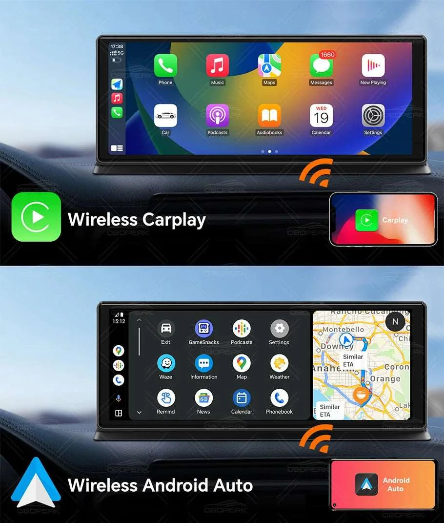 11.3" Android 14 Car Mirror Dash Cam with CarPlay, GPS & 1080P-K60 Pro-Single lens / With 128G TF Card