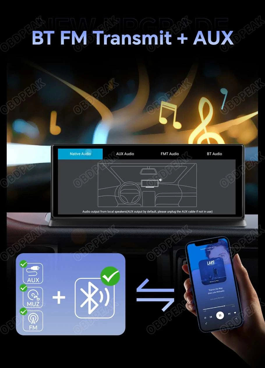 11.3" Android 14 Car Mirror Dash Cam with CarPlay, GPS & 1080P-K60 Pro-Single lens / With 128G TF Card
