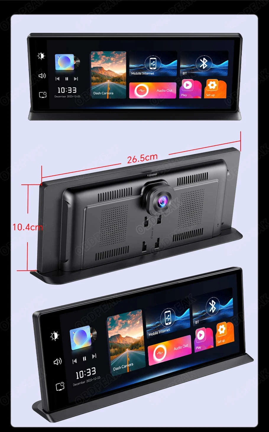 11.3 Inch 4K Car DVR Dash Cam with GPS and Dual Lens-Single Len / No TF Card