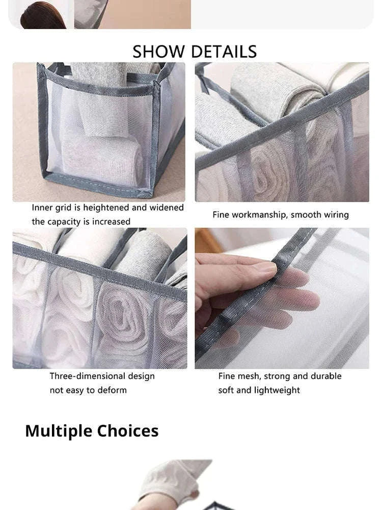 11-Compartment Collapsible Underwear Storage Box Organizer-11 cells C2421G
