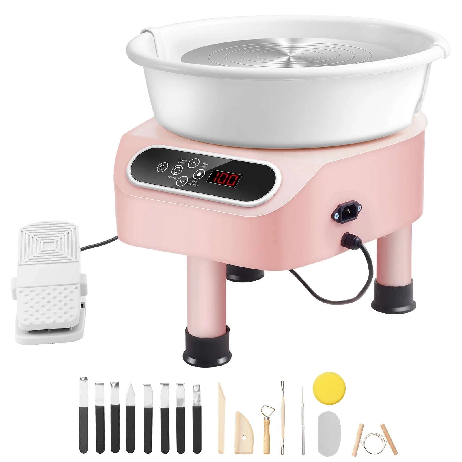 11-Inch Electric Pottery Wheel 450W with Foot Pedal Control-10in pink 350W / france