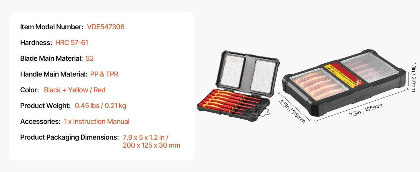 11-Piece 1000V Insulated Screwdriver Set with Voltage Tester-Socket 16PCs / United States