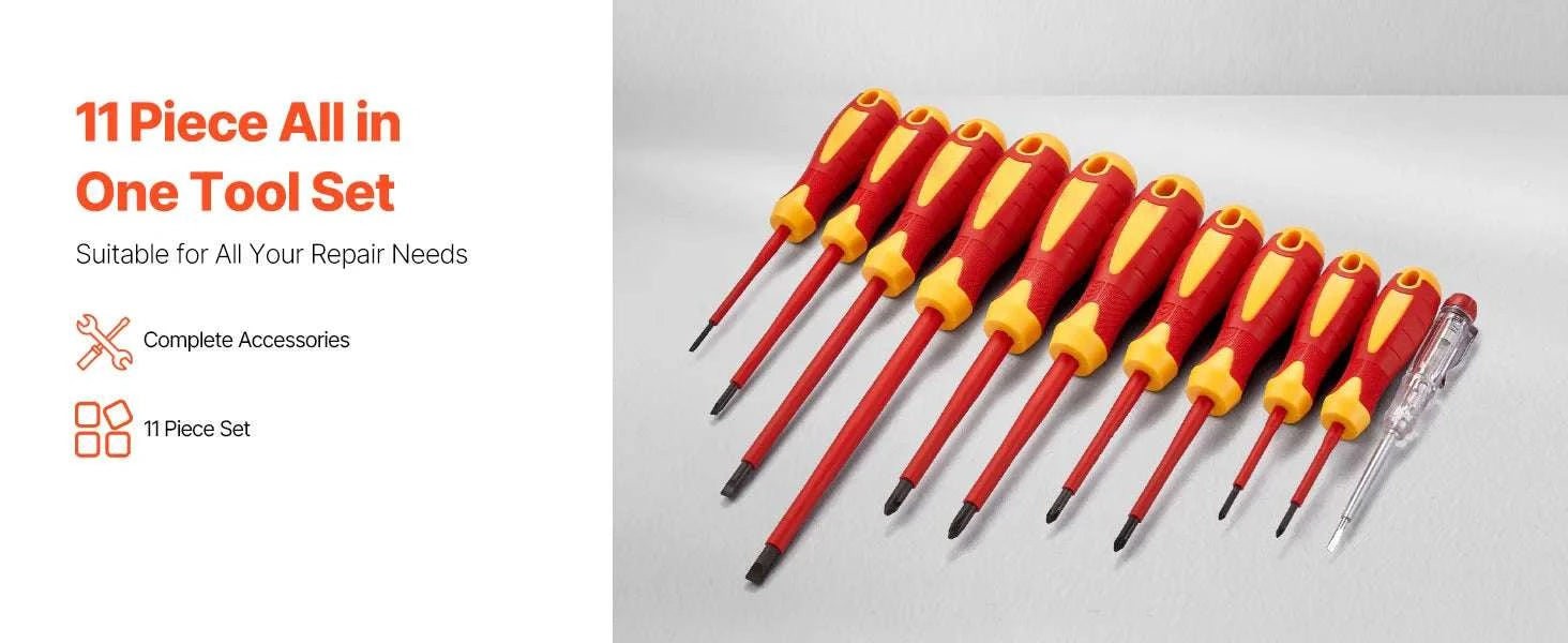 11-Piece 1000V Insulated Screwdriver Set with Voltage Tester-Socket 16PCs / United States