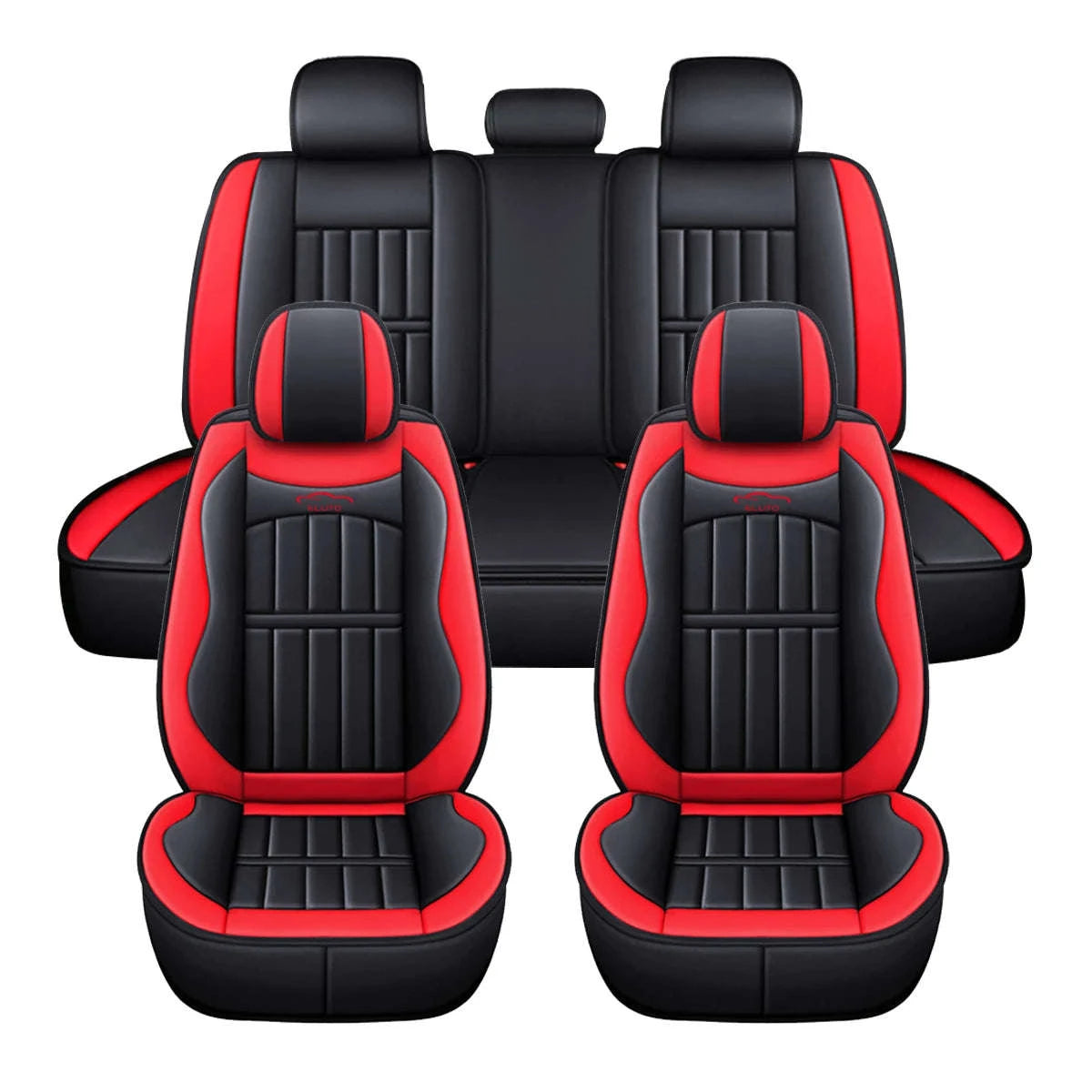 11-Piece 5-Seat PU Leather Car Seat Covers Set-Red / United States / Four Seasons|PU