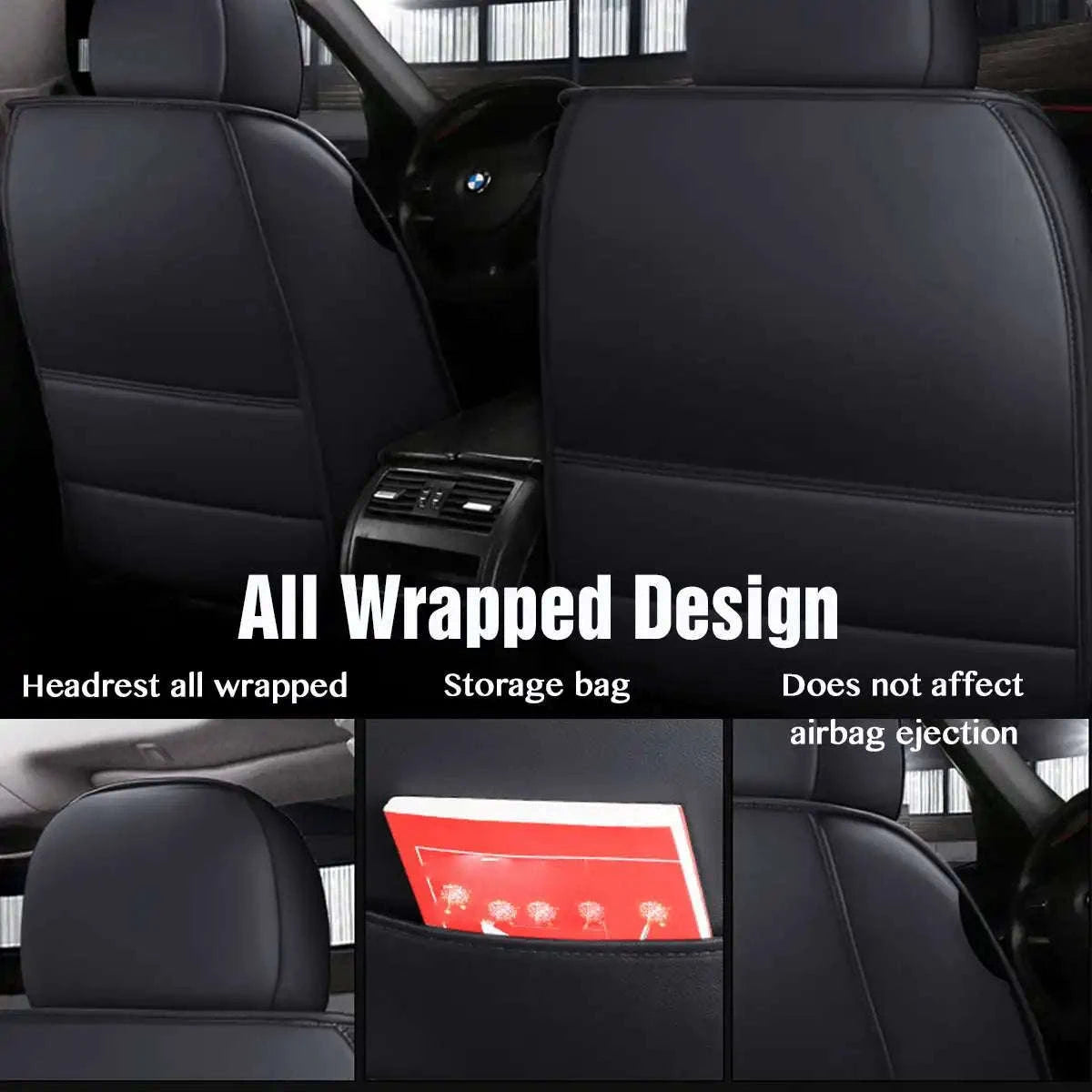 11-Piece 5-Seat PU Leather Car Seat Covers Set-Red / United States / Four Seasons|PU