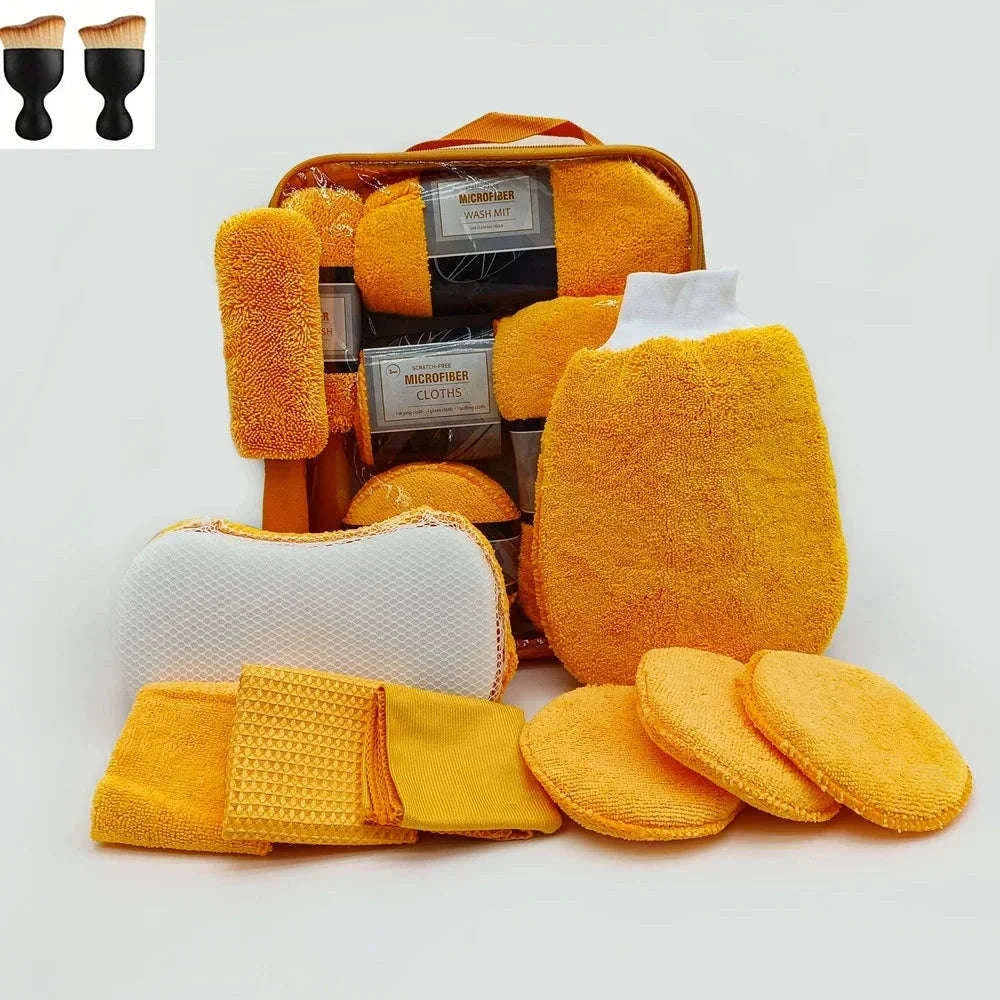 11-Piece Car Cleaning Kit for Complete Vehicle Care-11pcs Orange