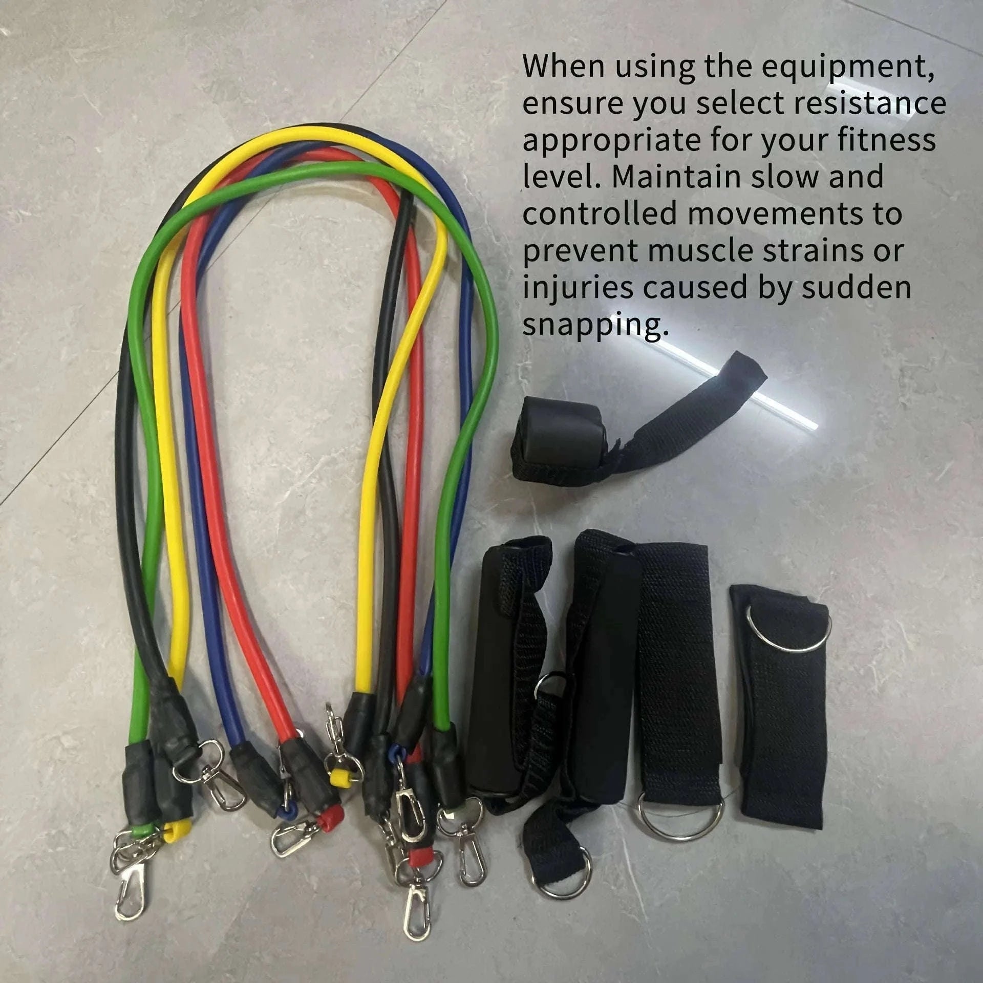 11-Piece Full Body Resistance Band Training System for Strength & Flexibility-MULTI