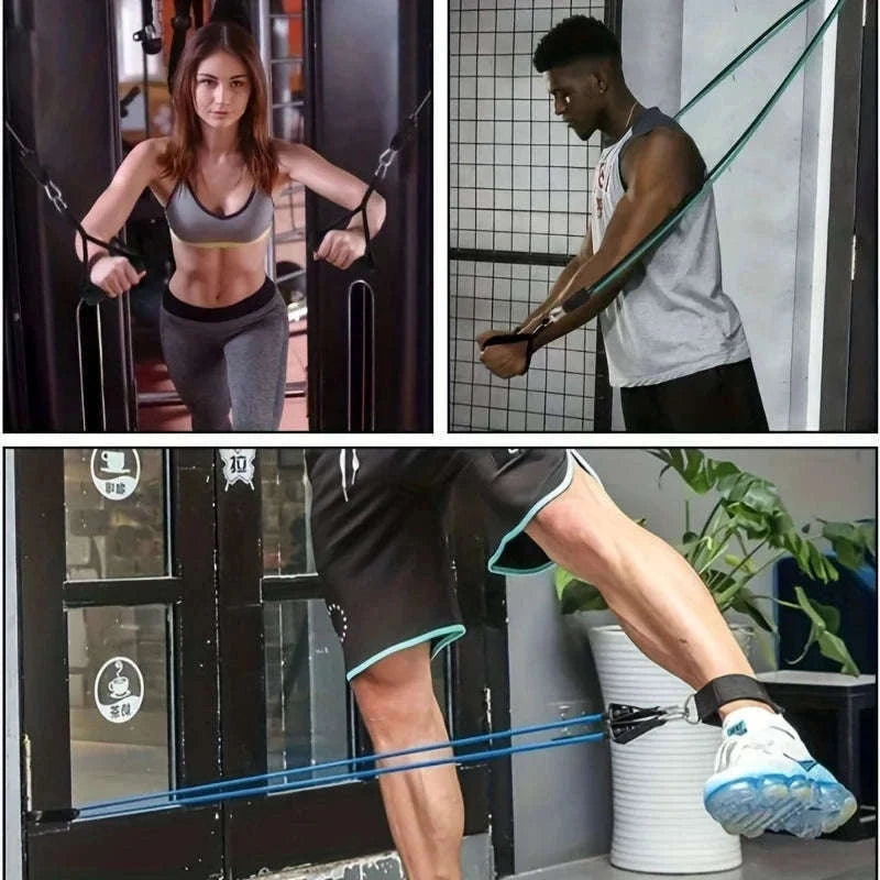 11-Piece Full Body Resistance Band Training System for Strength & Flexibility-MULTI