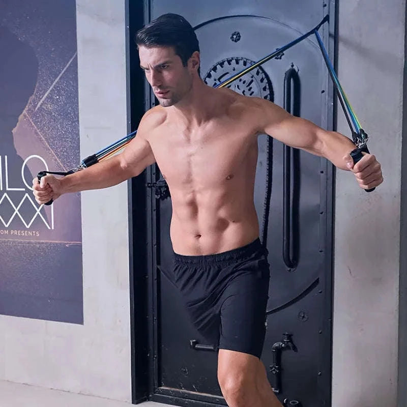 11-Piece Full Body Resistance Band Training System for Strength & Flexibility-MULTI