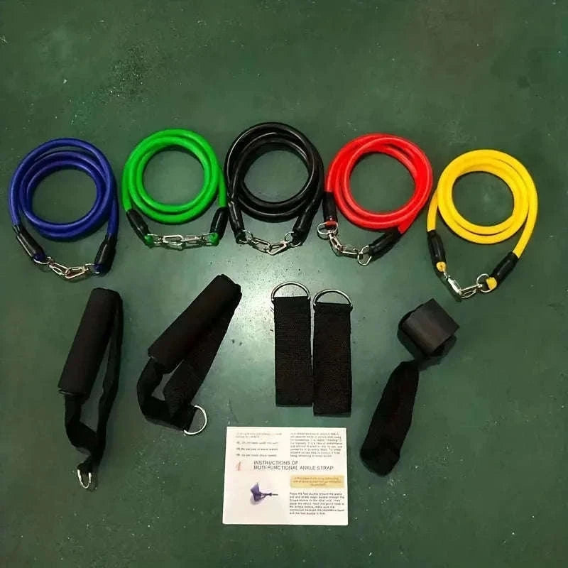 11-Piece Full Body Resistance Band Training System for Strength & Flexibility-MULTI