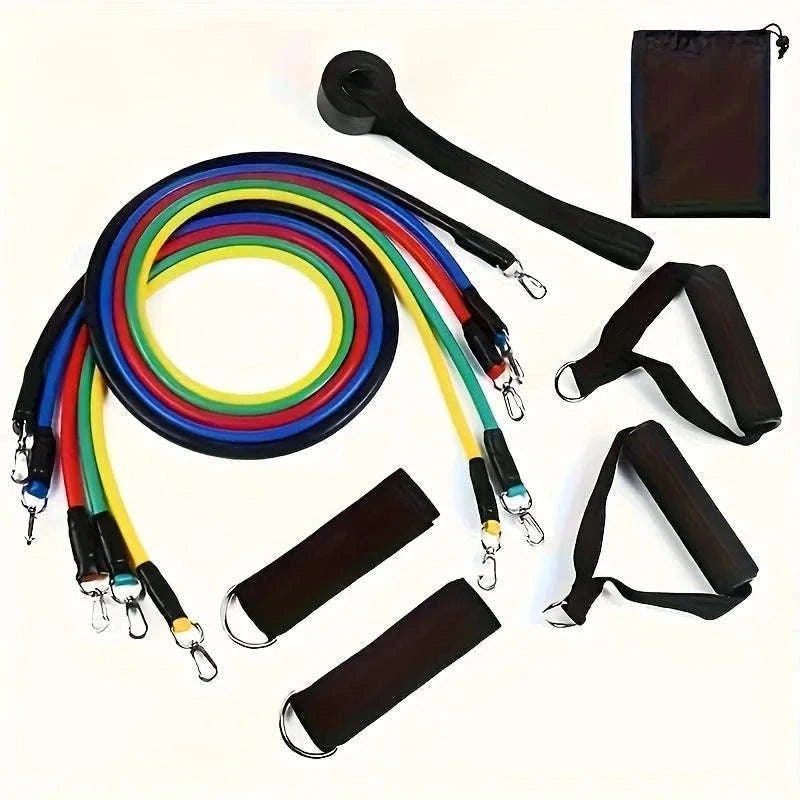 11-Piece Full Body Resistance Band Training System for Strength & Flexibility-MULTI