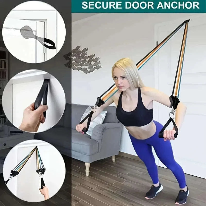 11-Piece Full Body Resistance Band Training System for Strength & Flexibility-MULTI