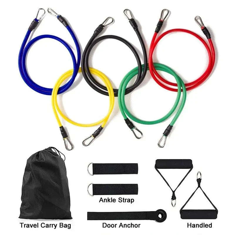 11-Piece Portable Resistance Bands and Pull Rope Set-Blue