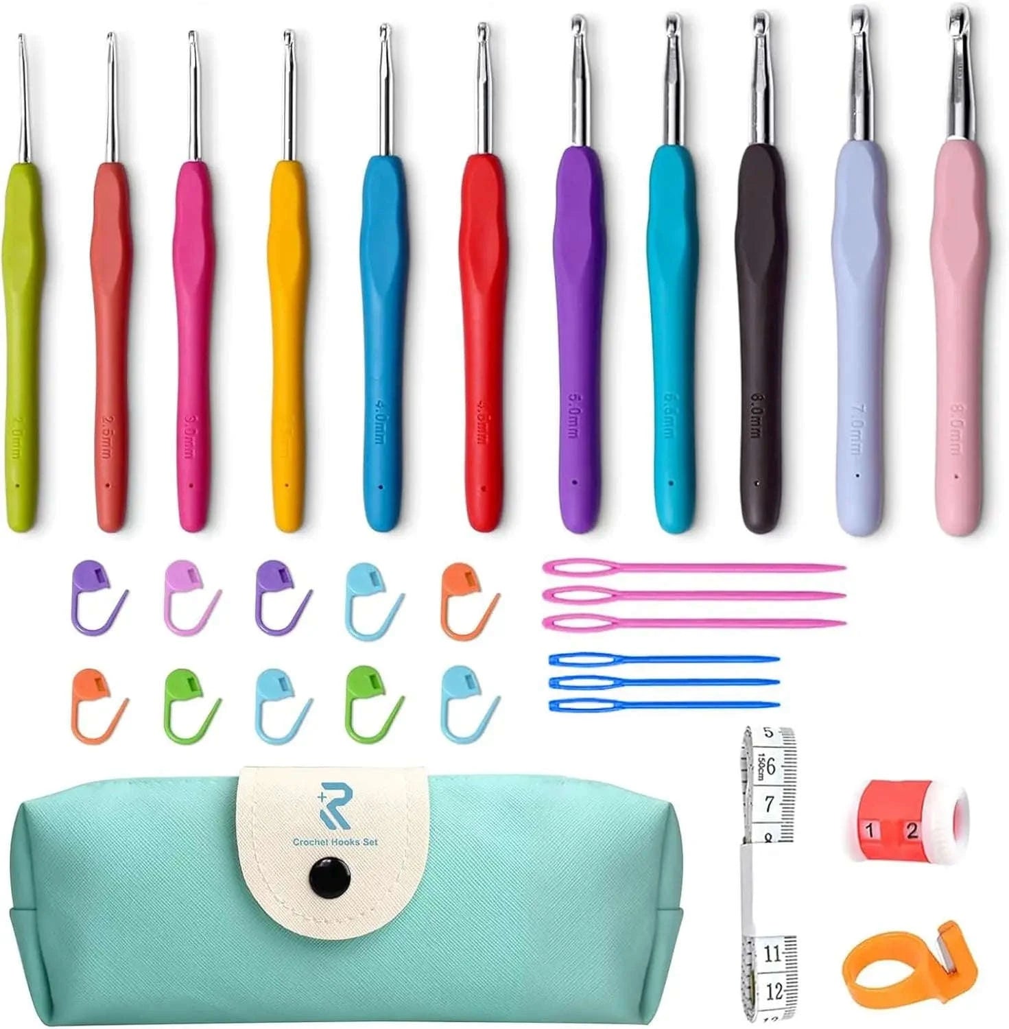 11 Size Crochet Hook Set with Soft Grip Handles and Full Kit-United States