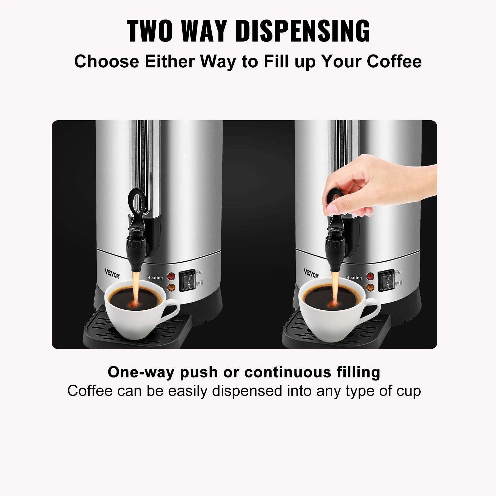 110 Cup Commercial Coffee Urn 16.4L Stainless Steel Hot Dispenser-United States
