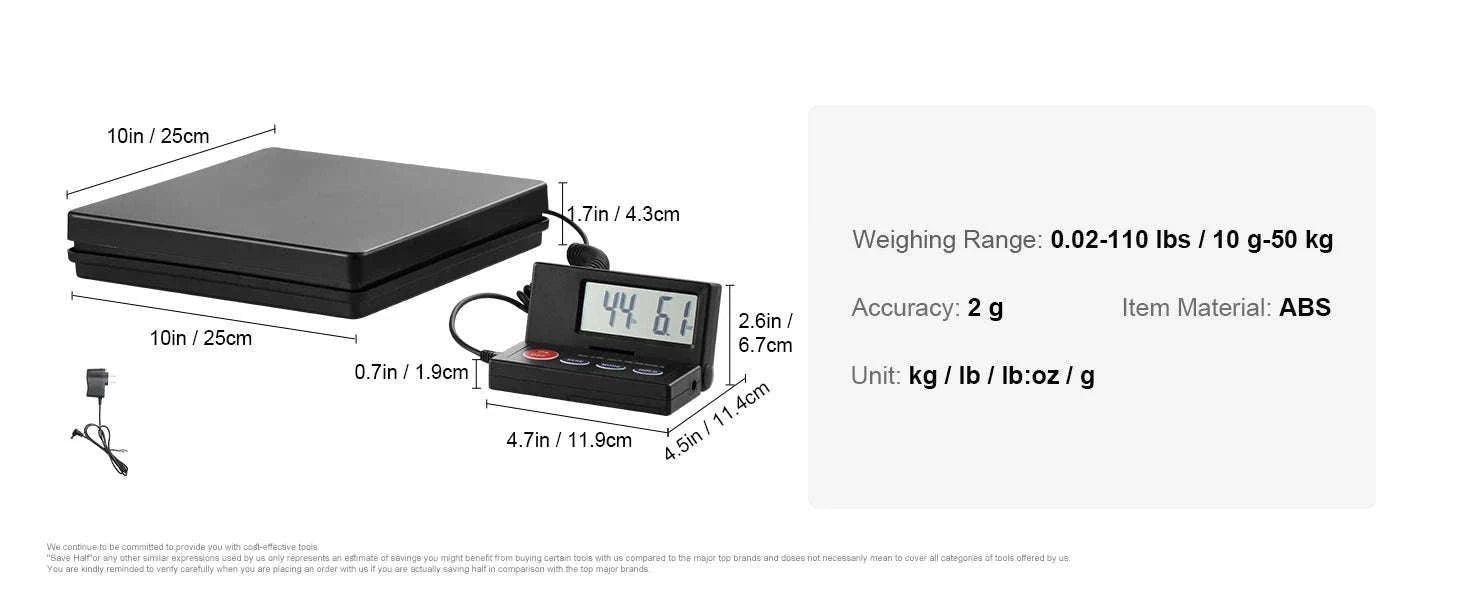 110 lb Digital Postal Shipping Scale with Foldable LCD Screen-110 lbs / United States
