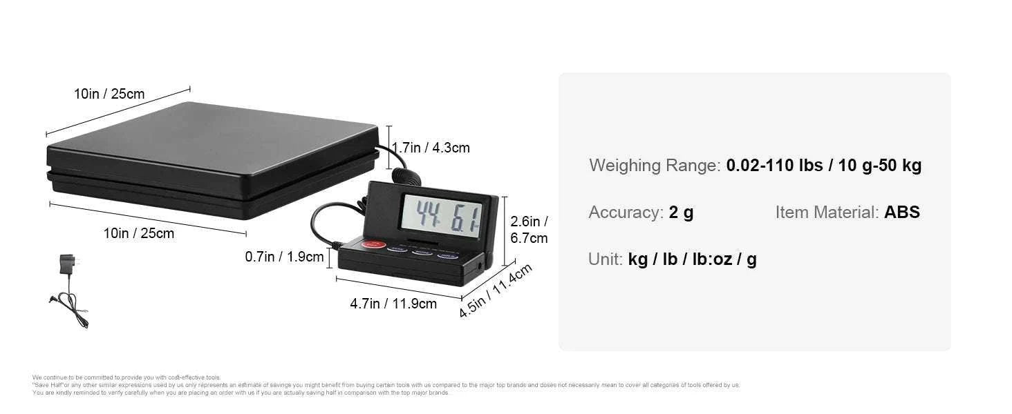110 lb Digital Shipping Scale with Foldable LCD & Tare Function-110 lbs / United States