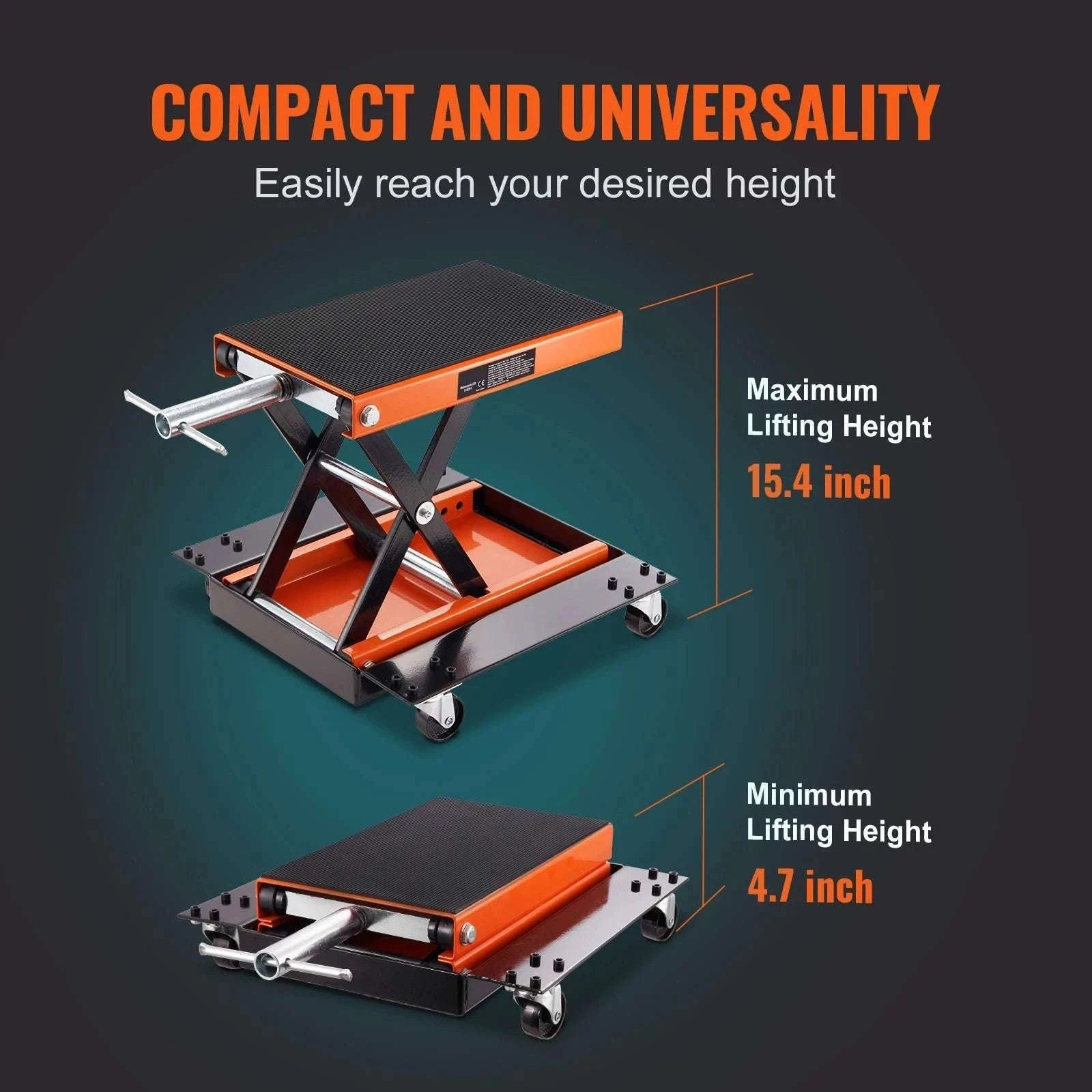 1100 lb Motorcycle Scissor Lift Jack with Dolly & Hand Crank-United States