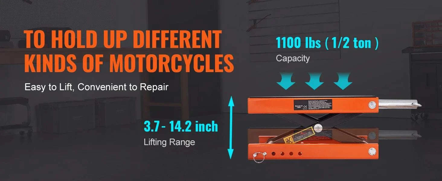 1100 lbs Motorcycle Scissor Lift Jack with Wide Deck & Safety Pin-Motorcycle Lift / spain
