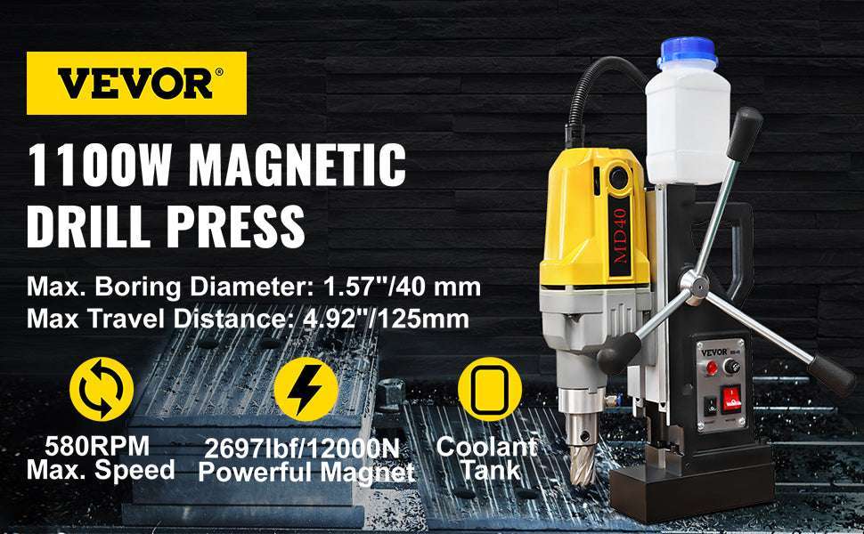 1100W Magnetic Drill Press with 12000N Base & 40mm Capacity-7 Bits / Mexico