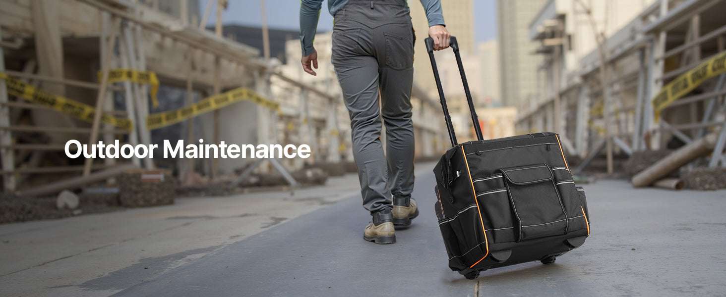 110L Rolling Tool Bag with Wheels, 25 Pockets & Telescoping Handle-18 in / United States